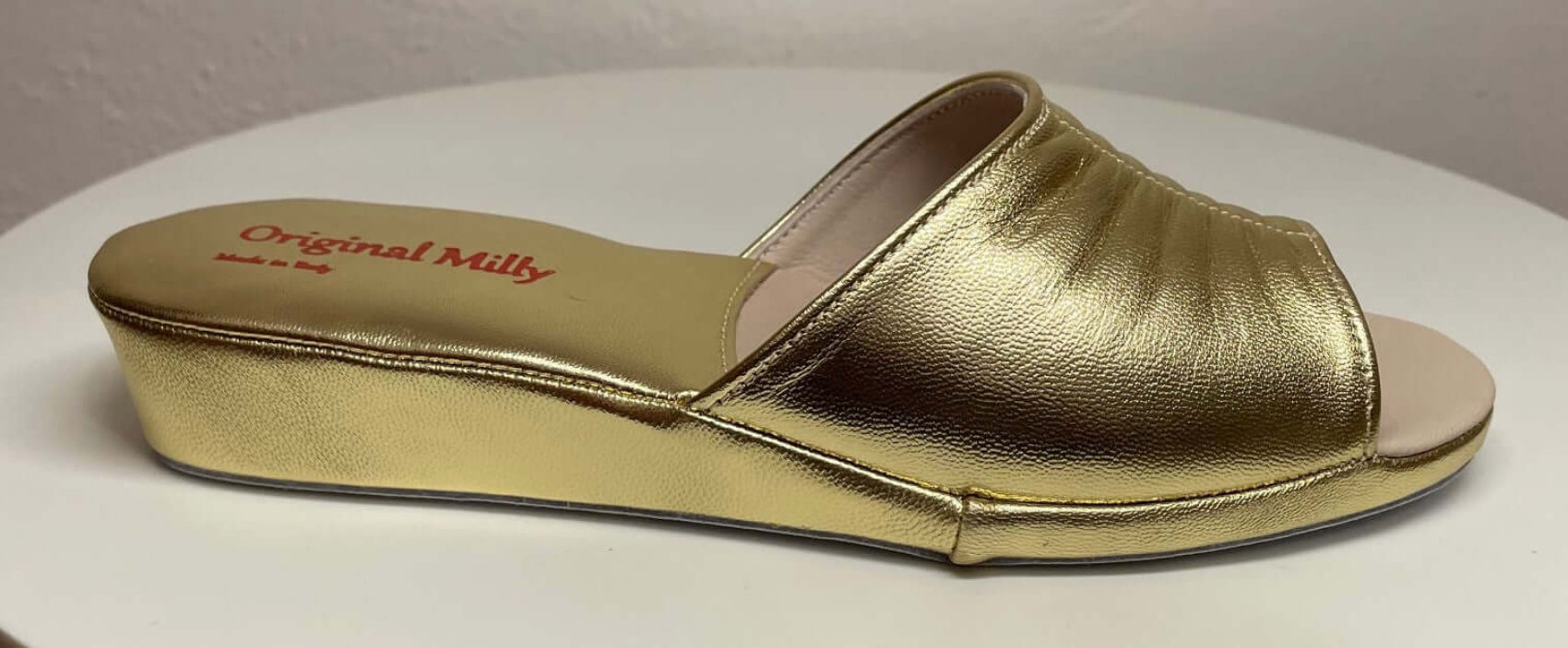 0075 Nappa Oro Suola Bufalo Ciabatte da camera Donna Original Milly Made in Italy - Foto N 1