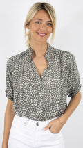BLOUSE FLUIDE IMPRIME FLEURI KAKI PABLO CAMILLEA