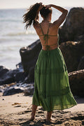 Taking Sides Maxi Dress by free-est at Free People in Green, Size: L
