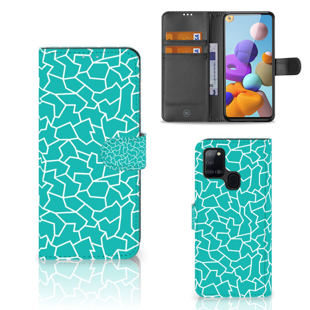 Samsung Galaxy A21s Hoesje Cracks Blue