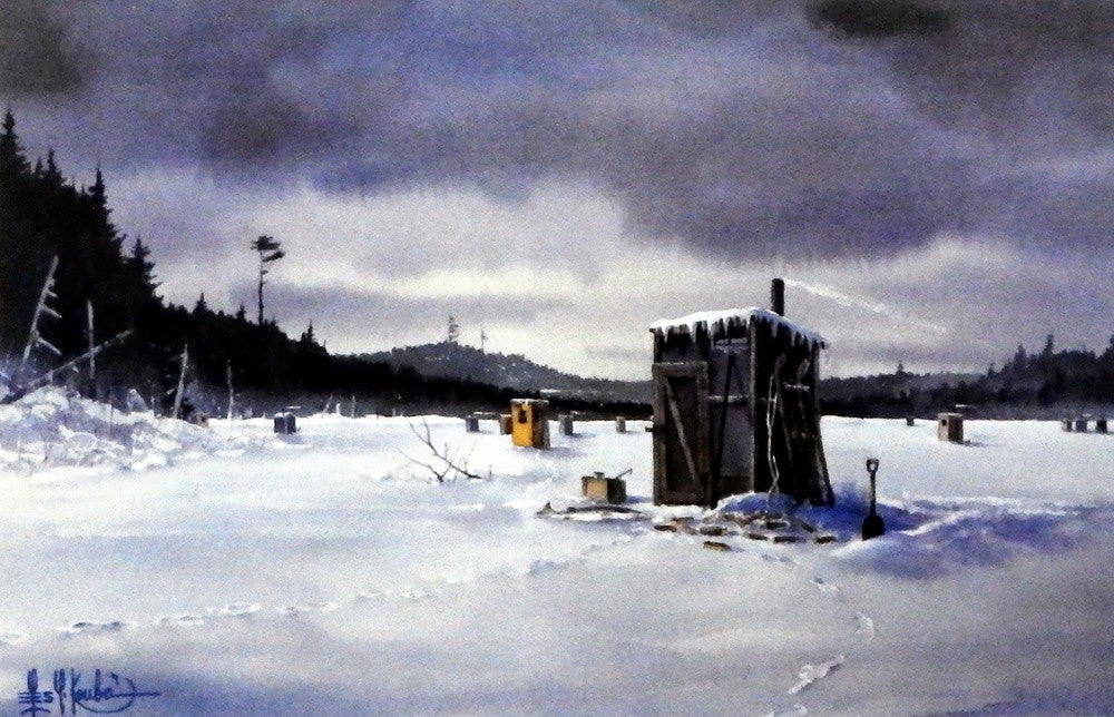 Les Kouba Ice Fishing Print WINTER FISHING MEMORIES