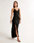 Abercrombie and Fitch + Draped Ruffle Maxi Dress