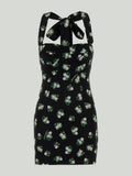 Floral printed stretch crepe mini dress