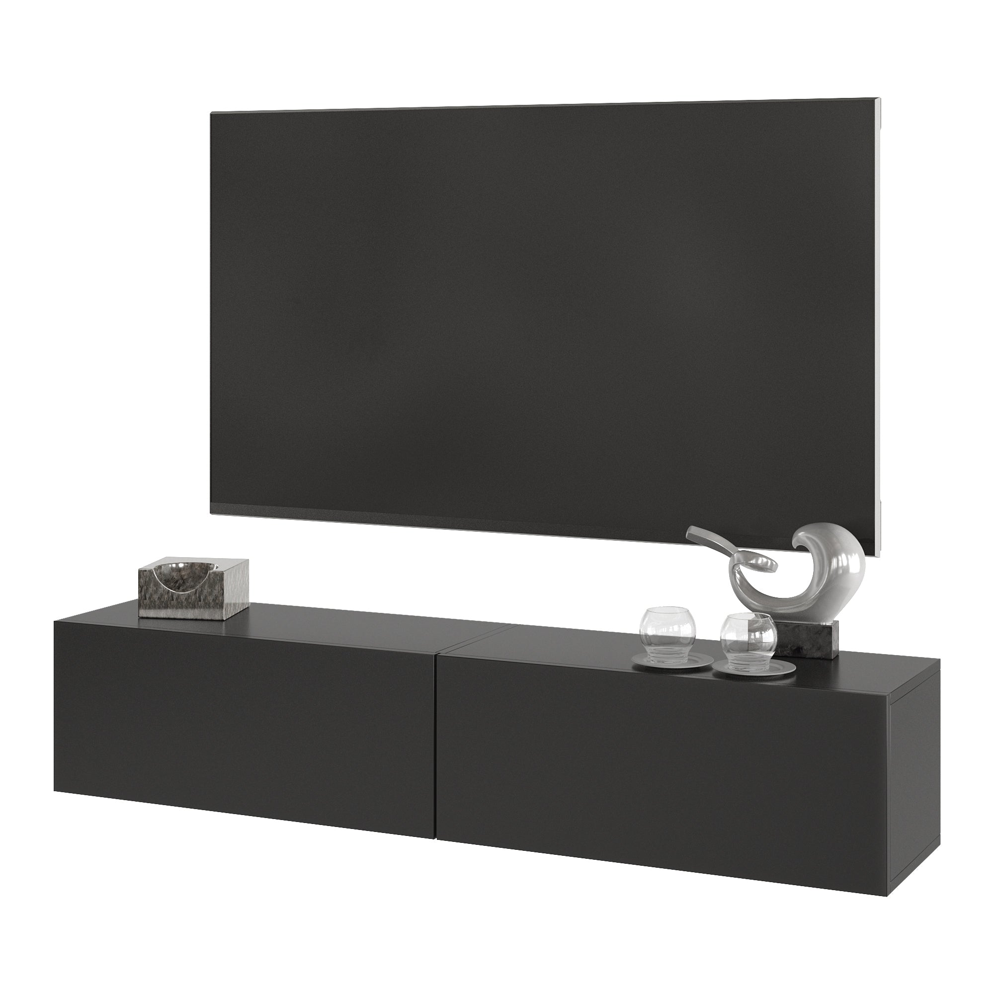 KAVO TV-BENK 150cm SVART – VEGGHENGT