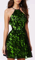 Green and Black Lace Dress