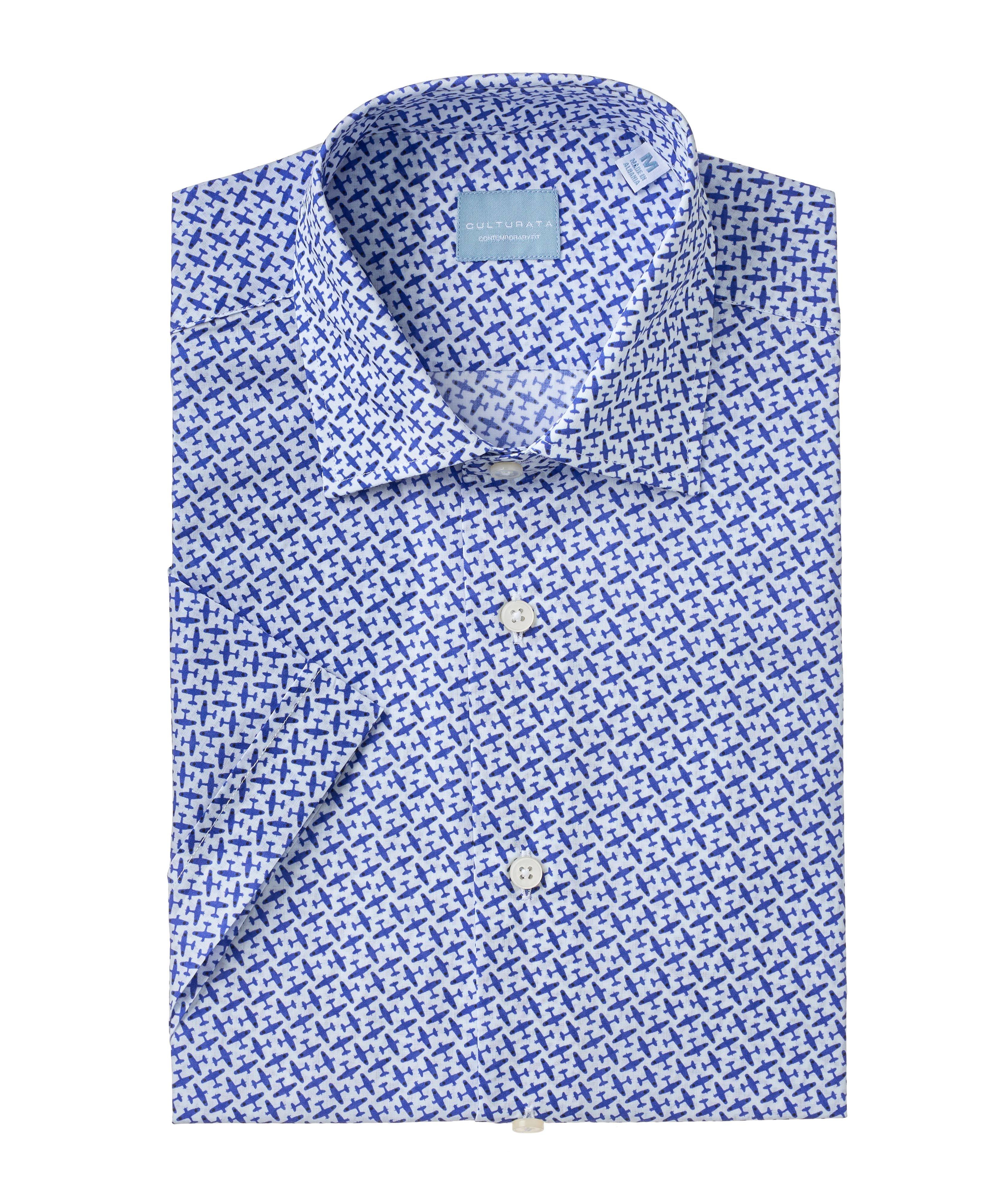 Culturata Airplane Print Short Sleeve Shirt | Casual Shirts