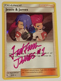 Pokemon Sun and Moon Hidden Fates Jesse and James #58/68 Holo Rare Trading Card (Signed by Ted Lewis)