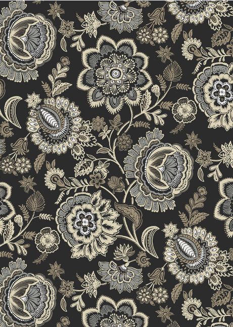 Petal | Custom Rugs Washable Print Carpet Runner Black Brown | Multi Color