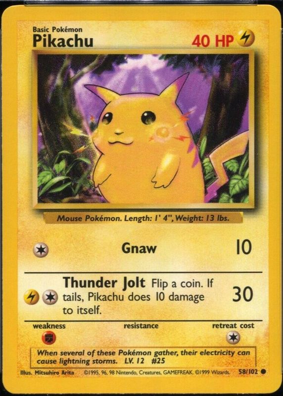 Pikachu 1999 Pokemon Game #58 Unlimited Price Guide
