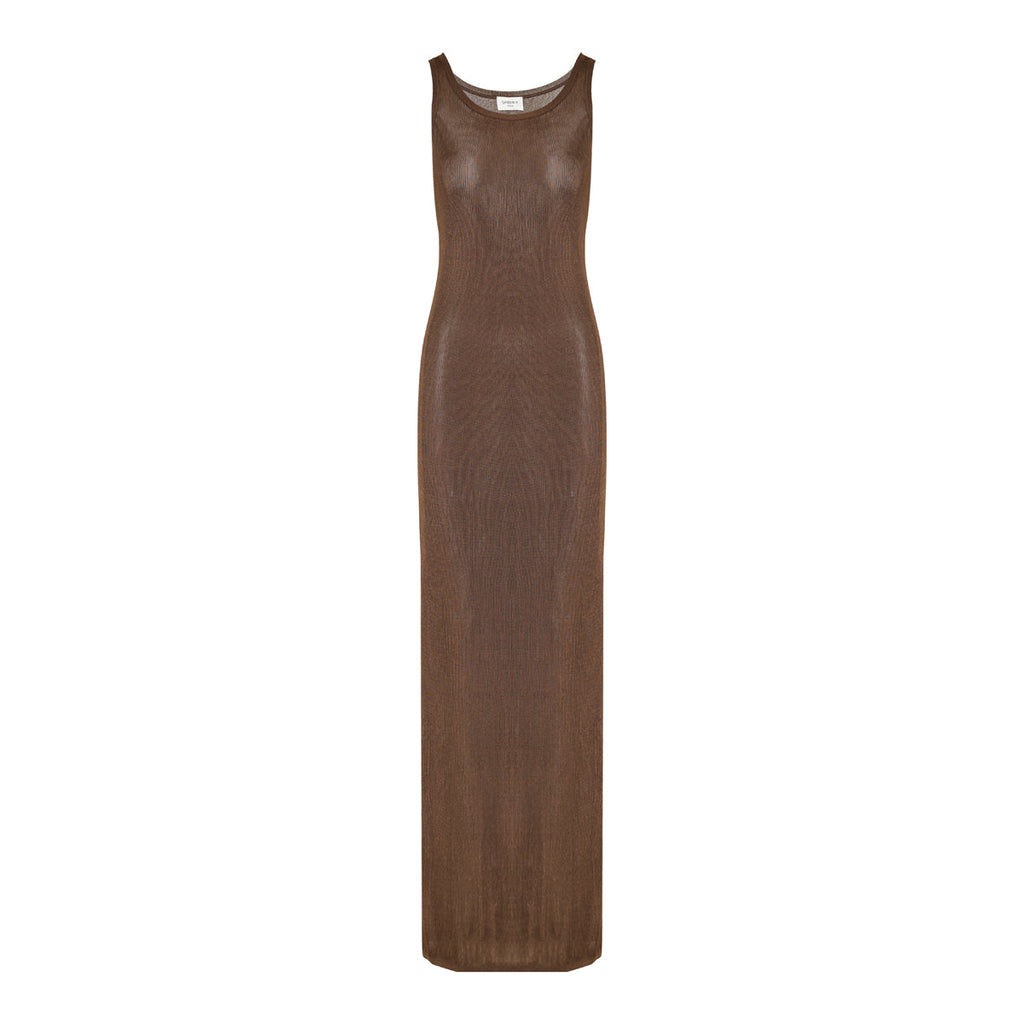 Ribbed-knit maxi dress