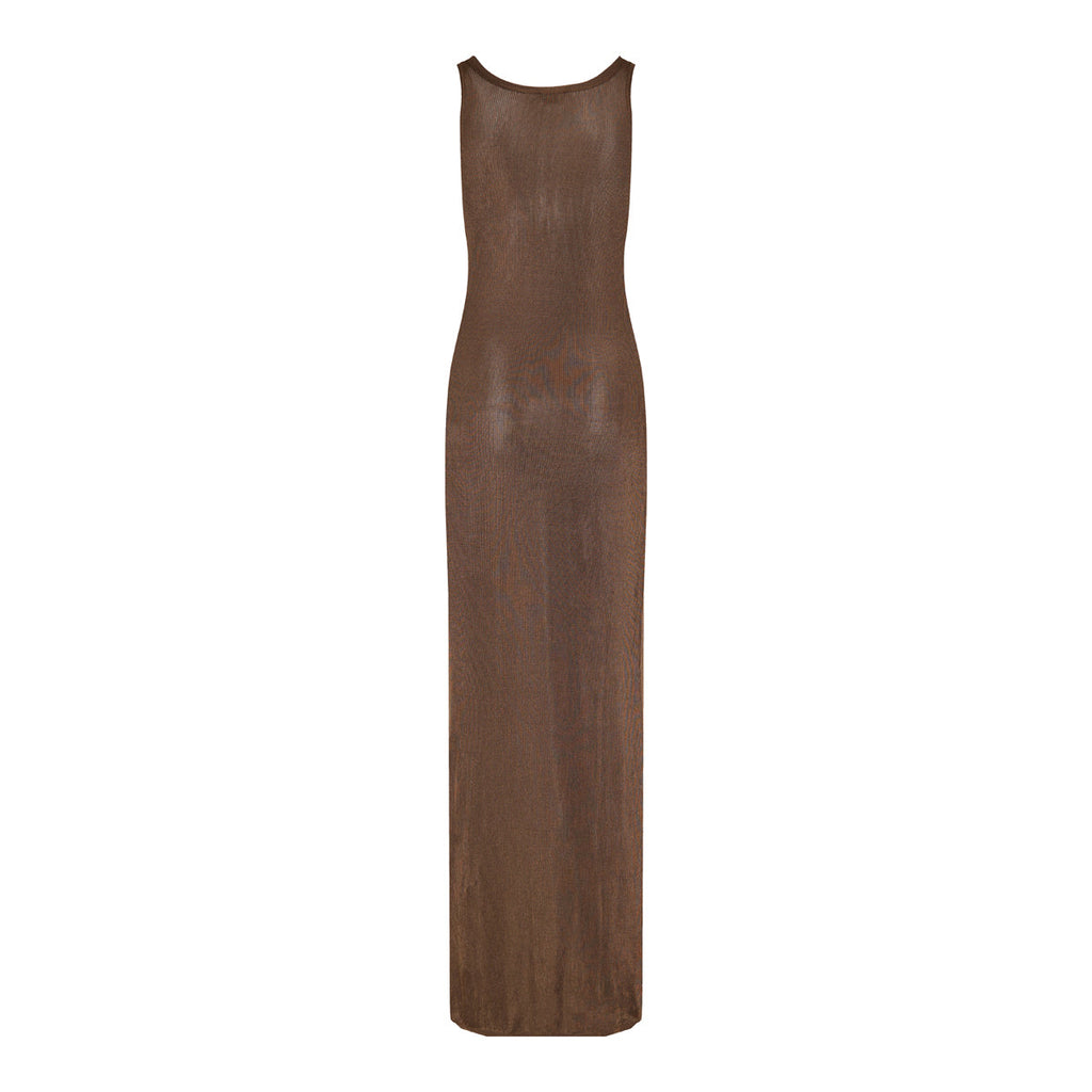 Ribbed-knit maxi dress