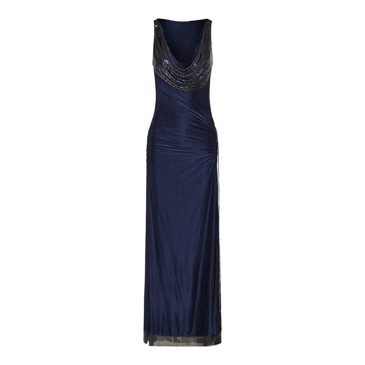 Long mesh and jersey dress