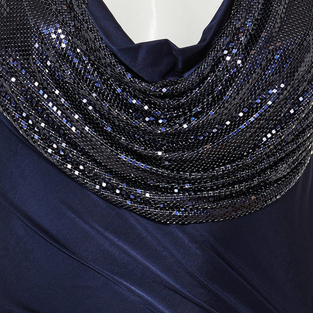 Long mesh and jersey dress
