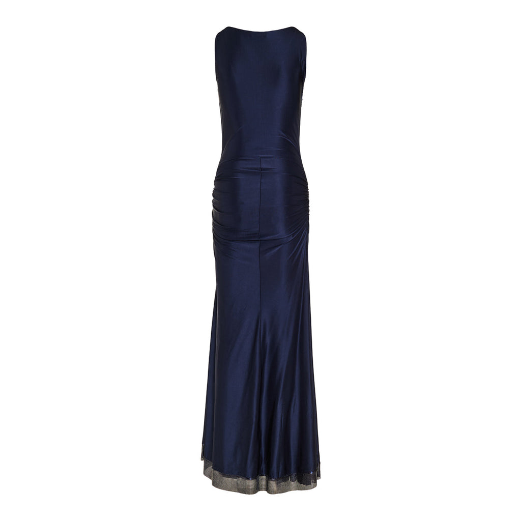 Long mesh and jersey dress