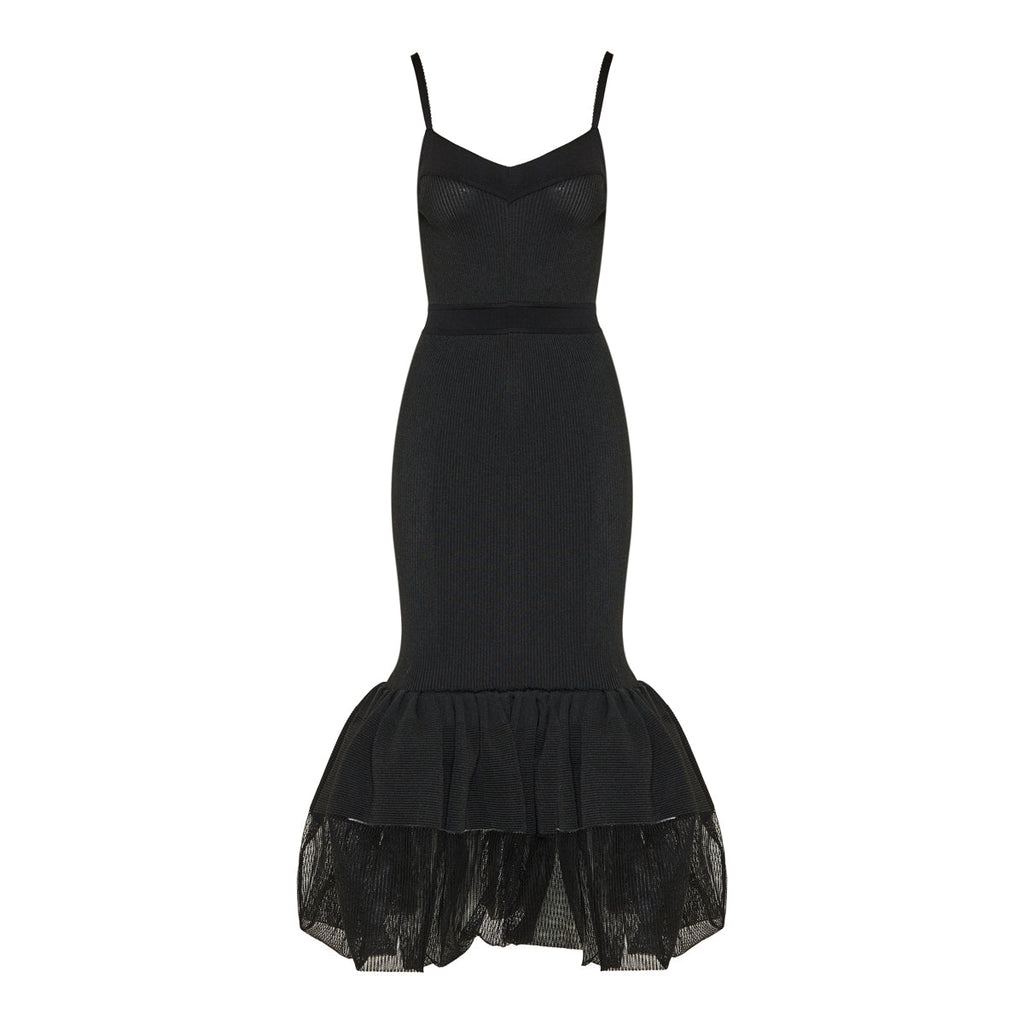 Open-back ruffled dress