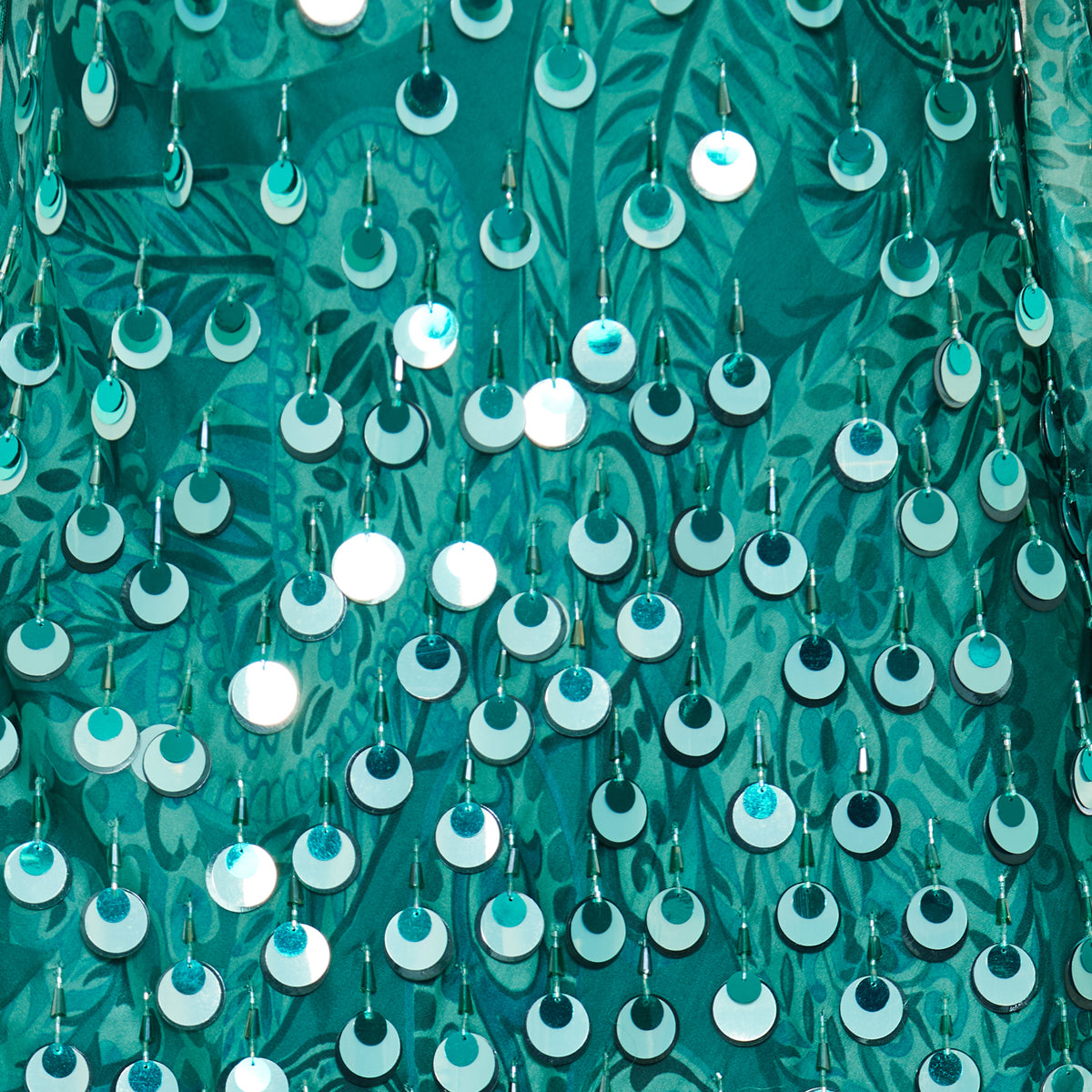 Silk mini dress with sequin embroidery