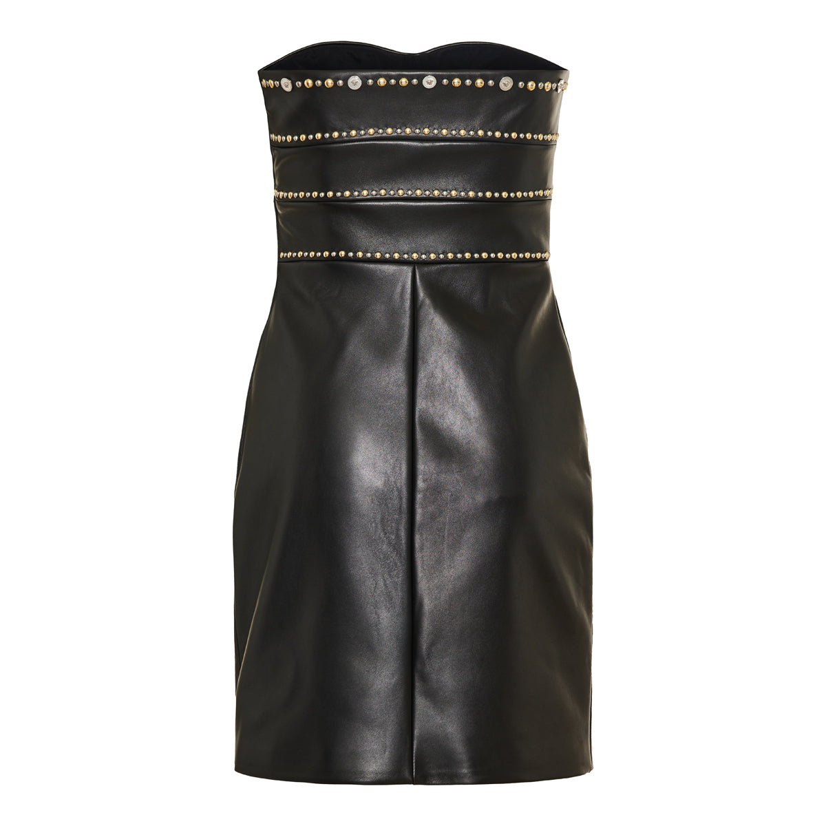 Studded leather strapless dress