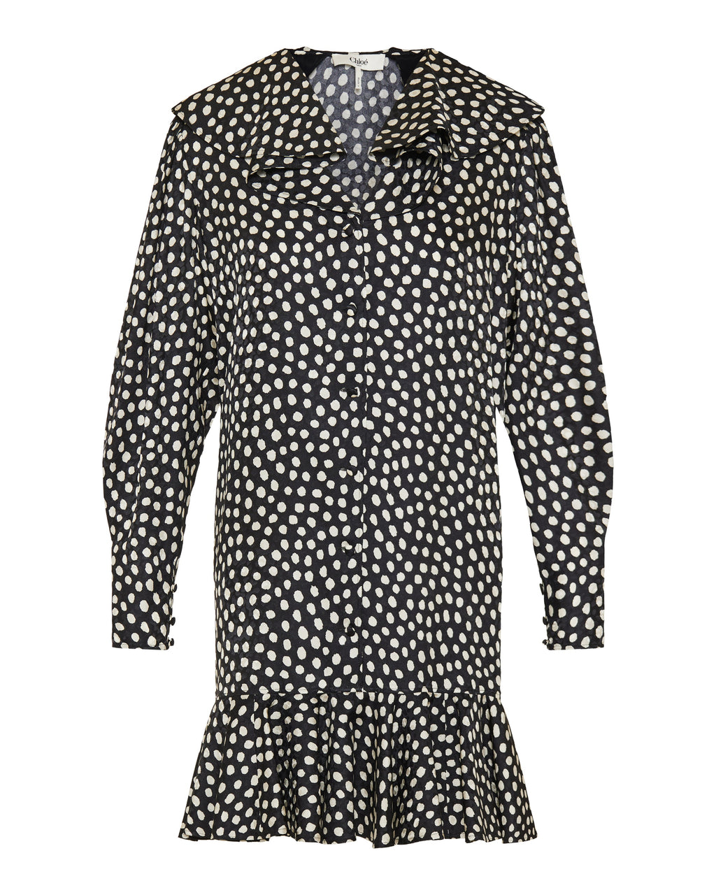 Chloé Ruffled polka-dot silk jacquard mini dress