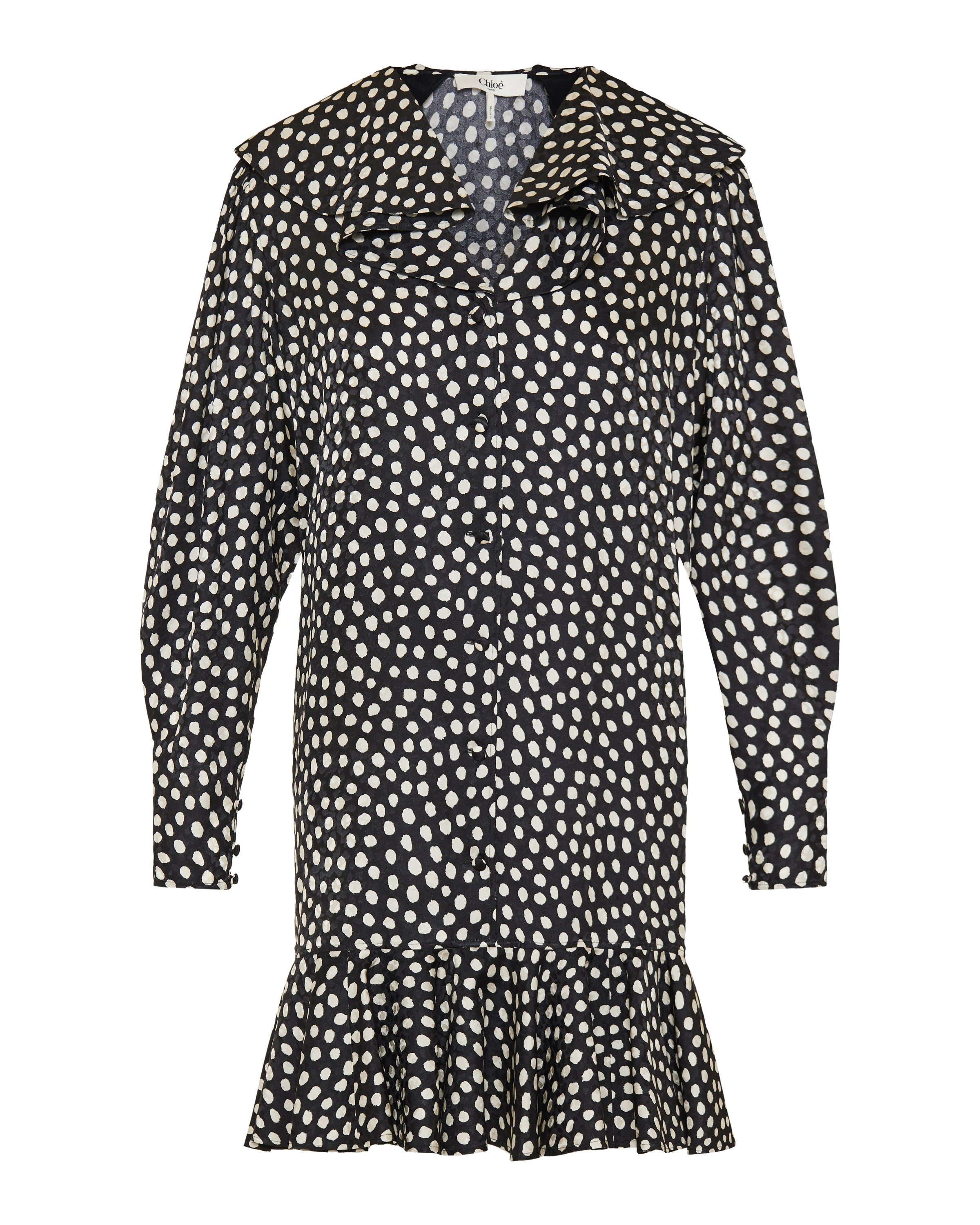 Chloé Ruffled polka-dot silk jacquard mini dress