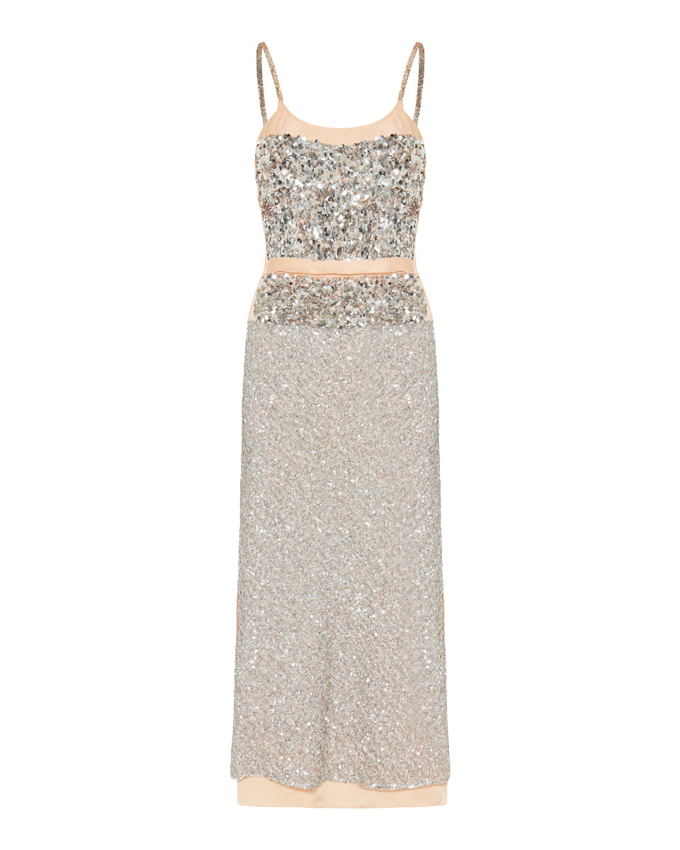 Sequined chiffon maxi dress