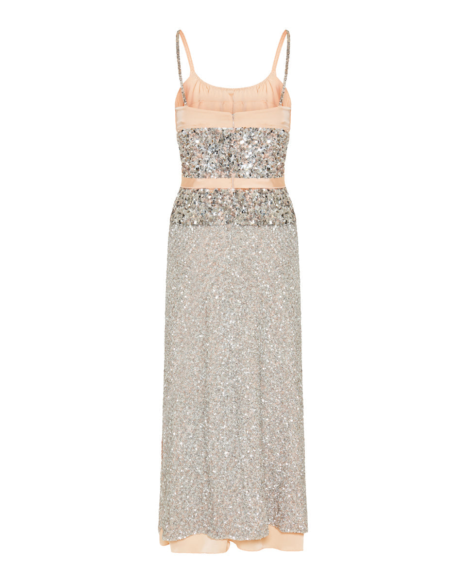 Sequined chiffon maxi dress