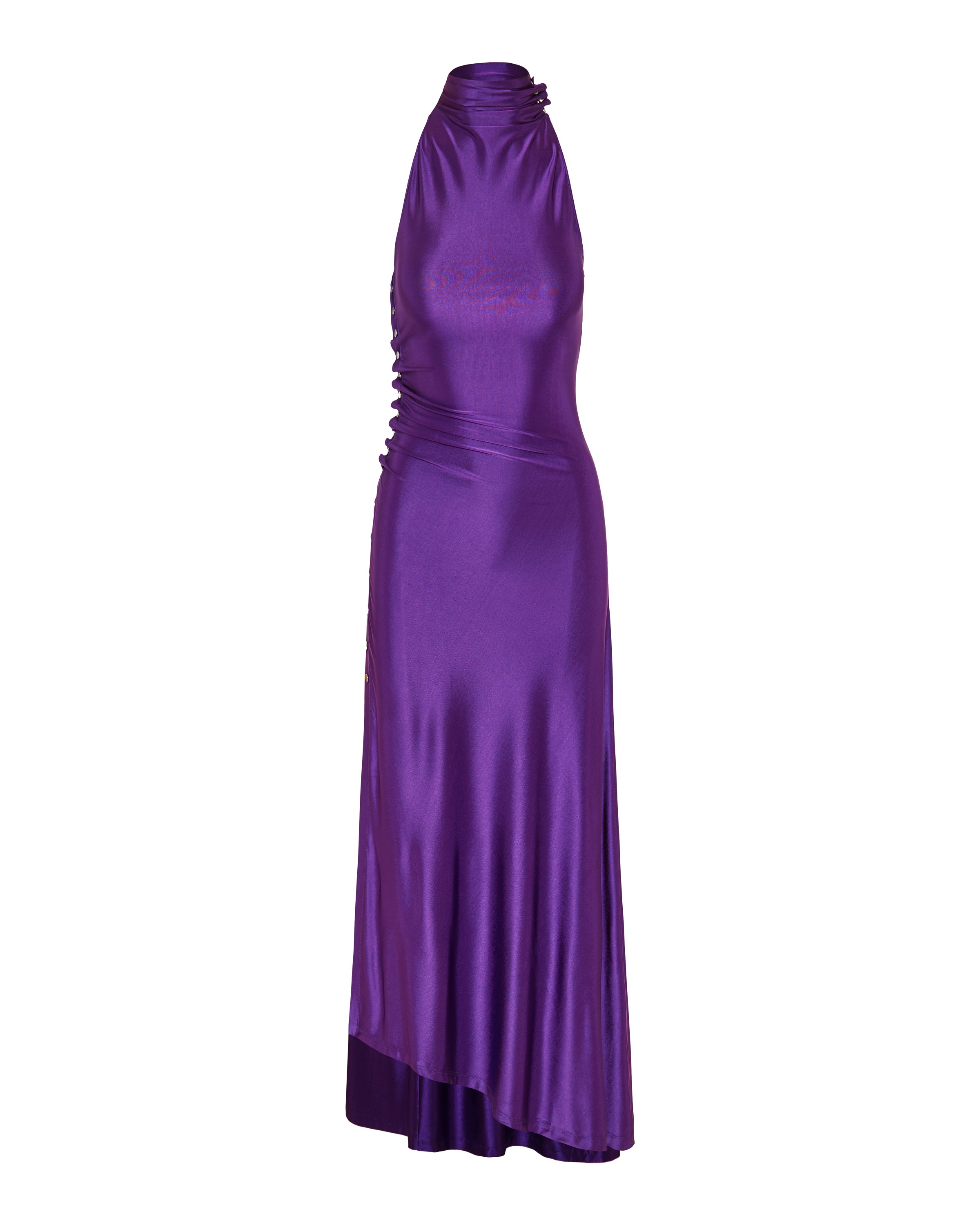 Draped satin-jersey long dress