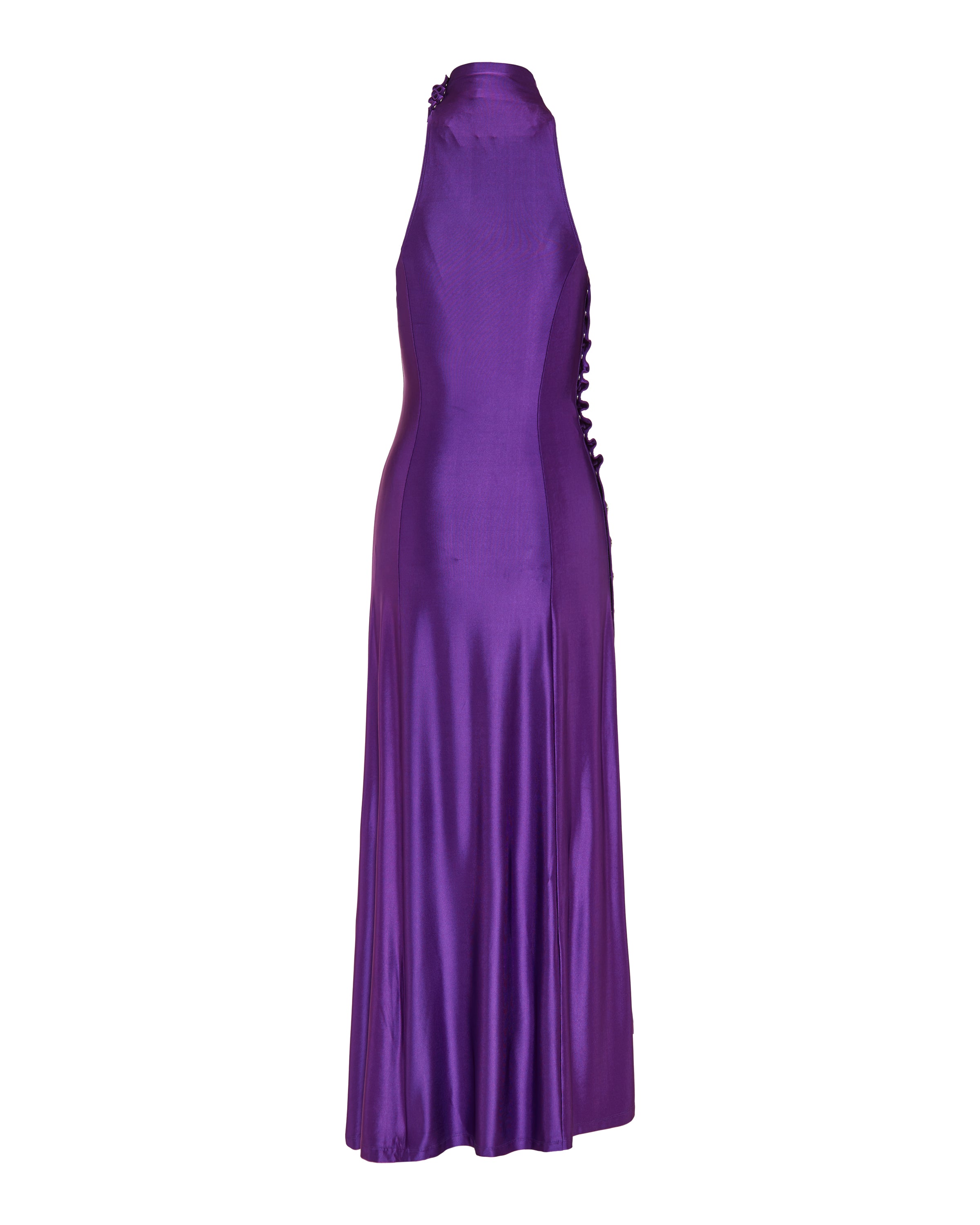 Draped satin-jersey long dress
