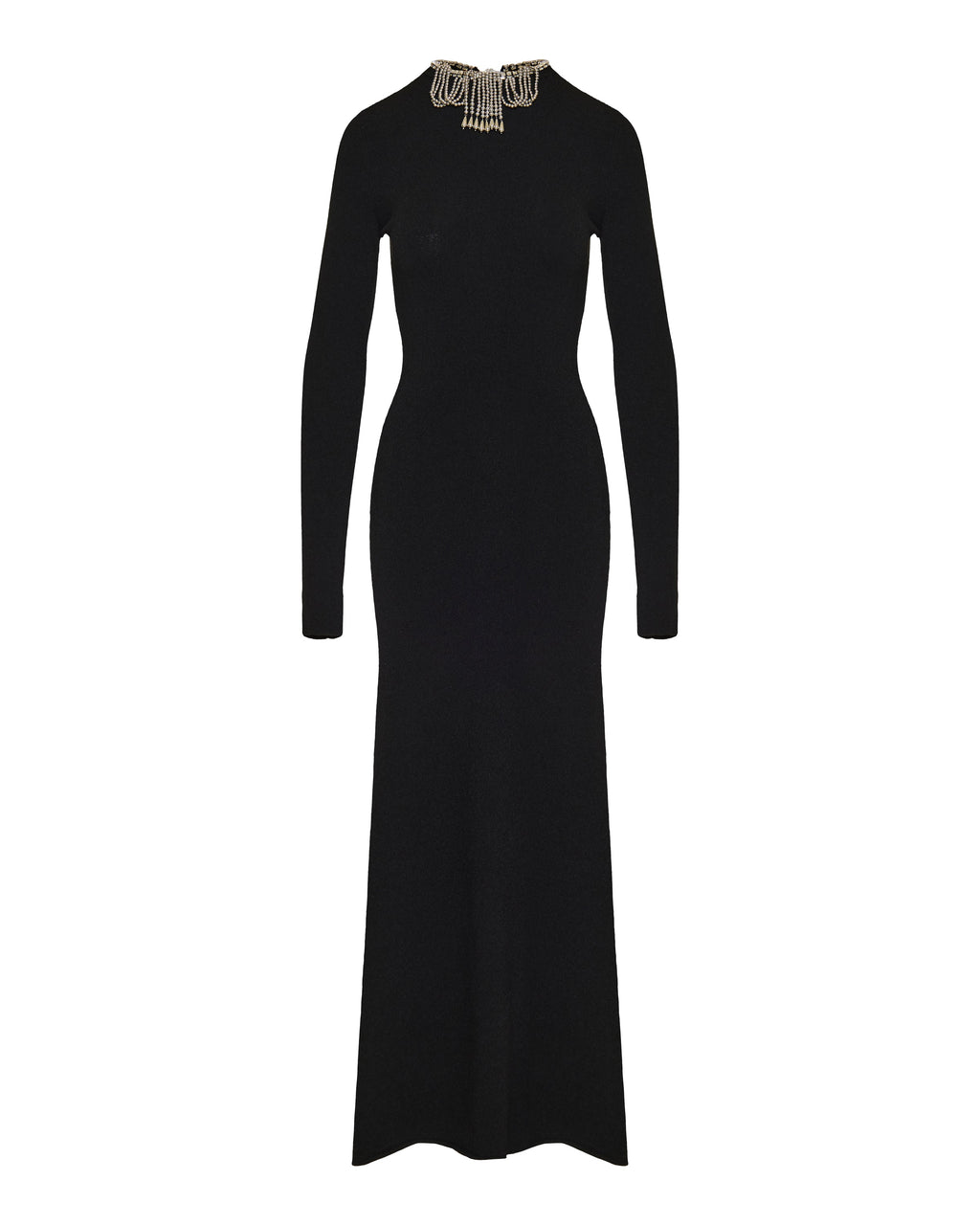 Jeweled backless knit gown