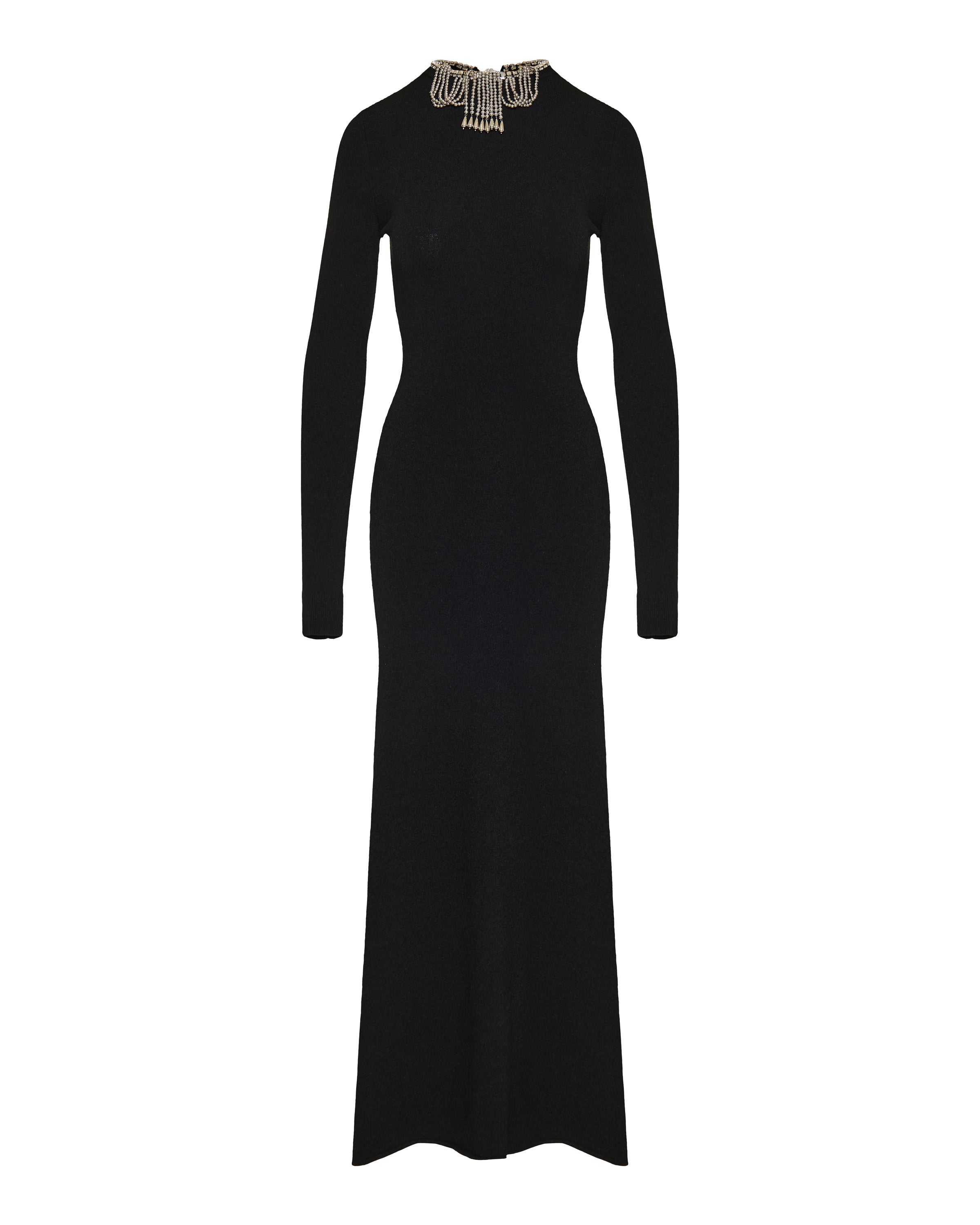 Jeweled backless knit gown