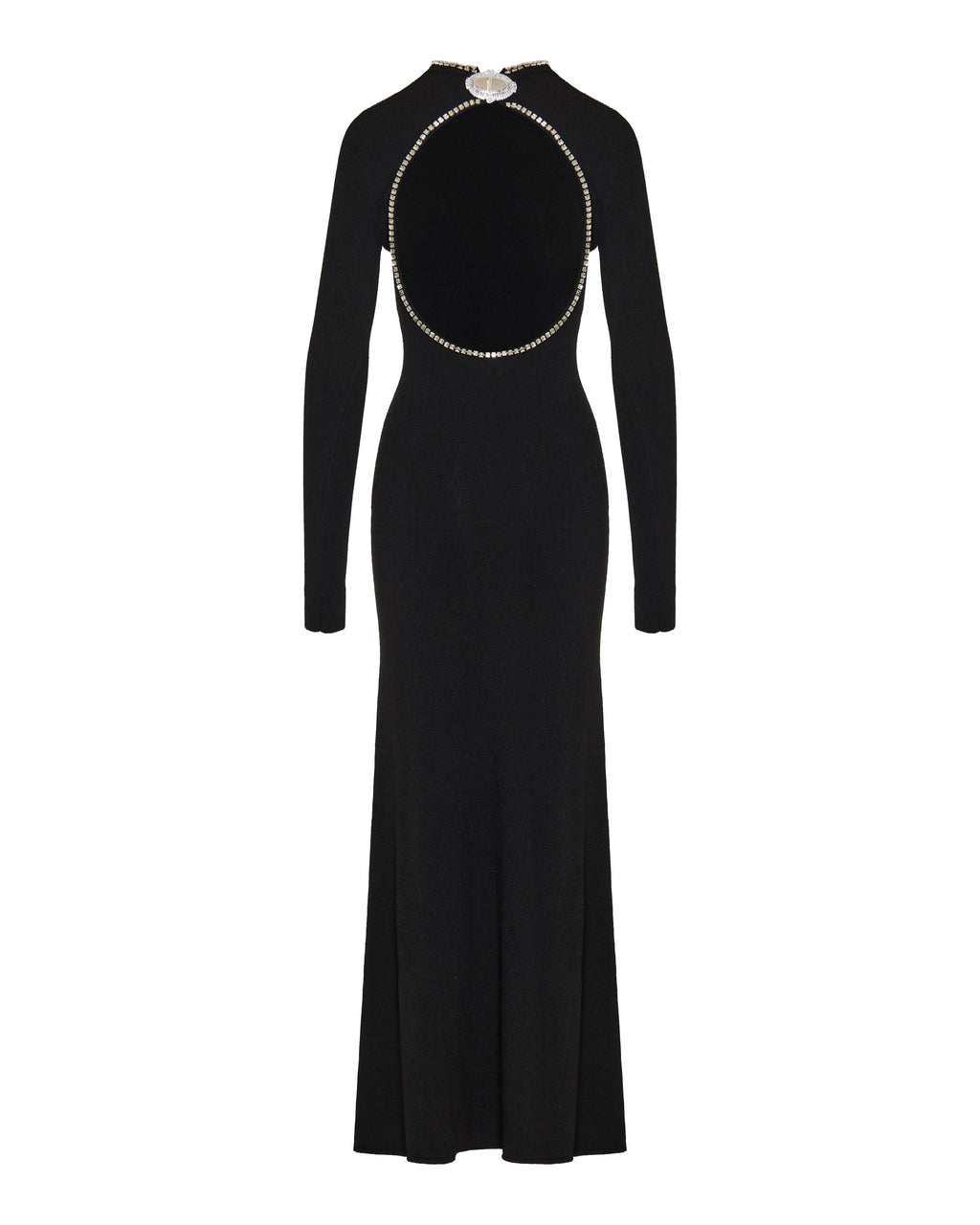 Jeweled backless knit gown