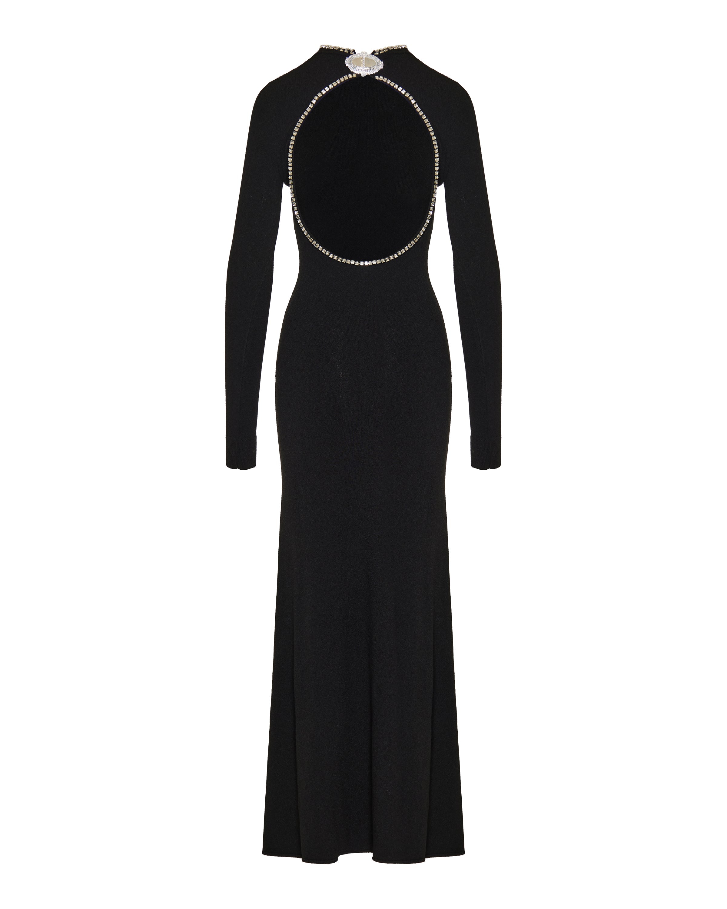 Jeweled backless knit gown