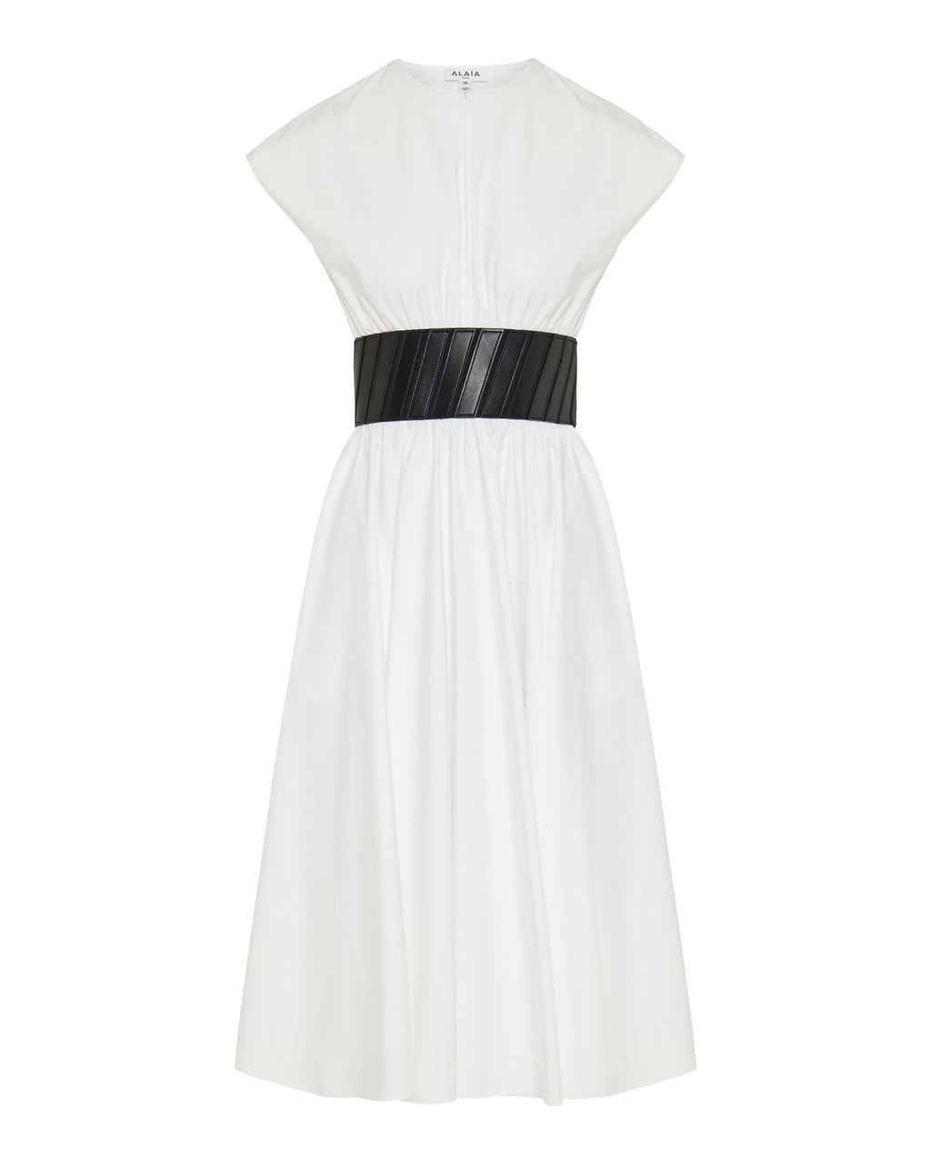 Belted cotton midi dress