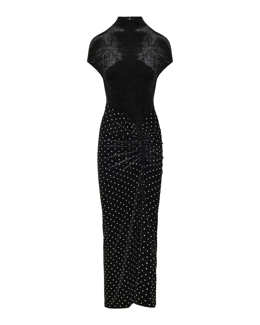 Draped strass velvet jersey dress