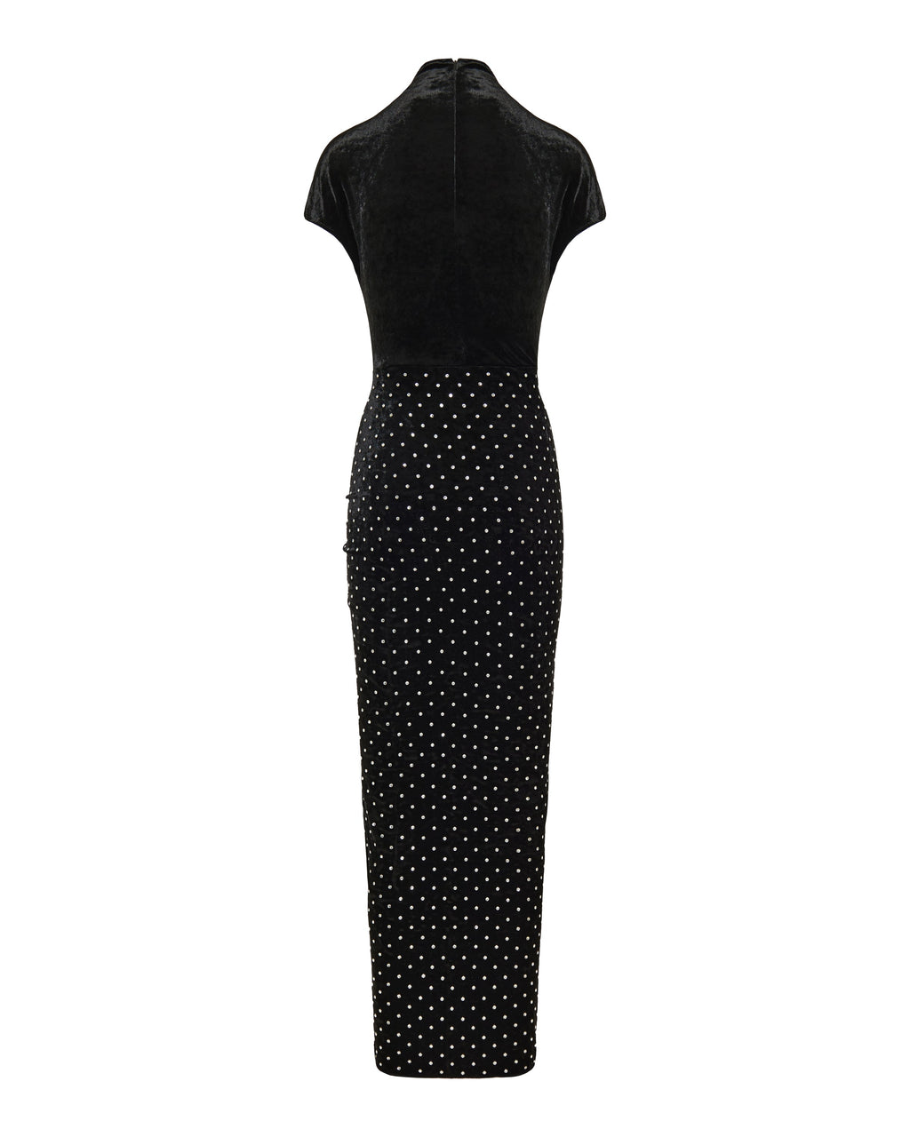 Draped strass velvet jersey dress