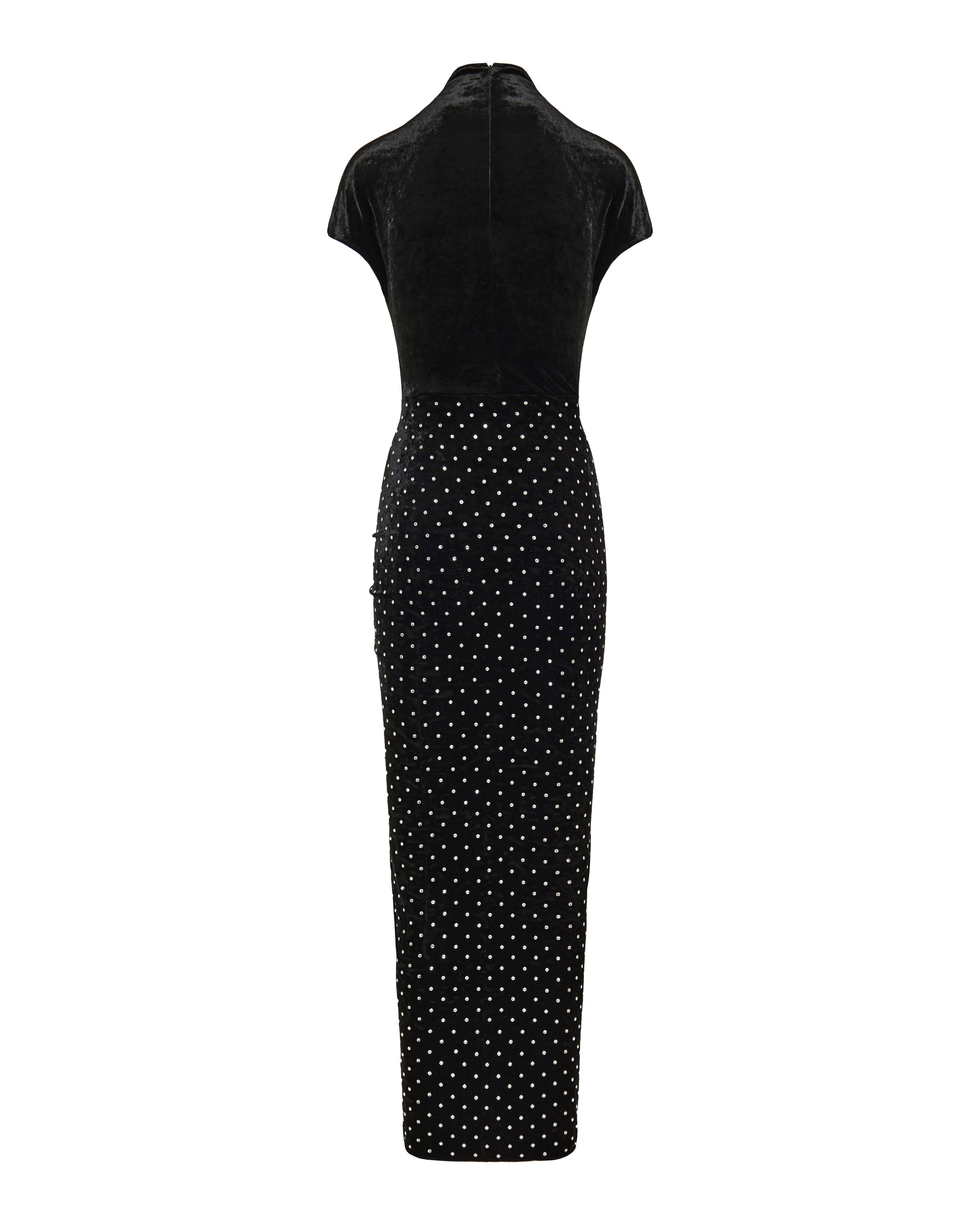 Draped strass velvet jersey dress