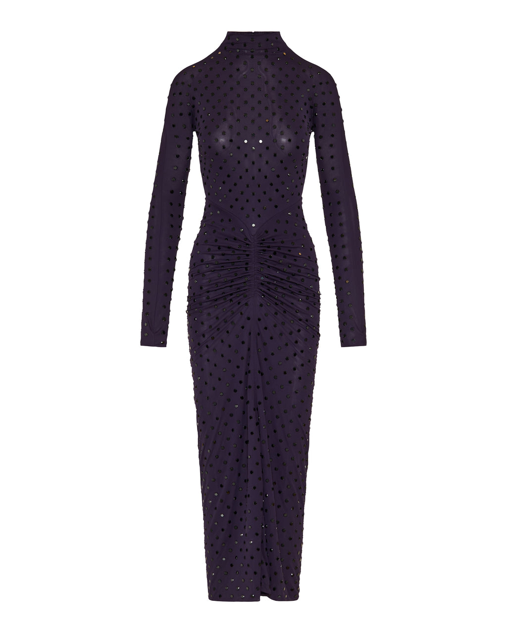 Draped fluid strass jersey dress
