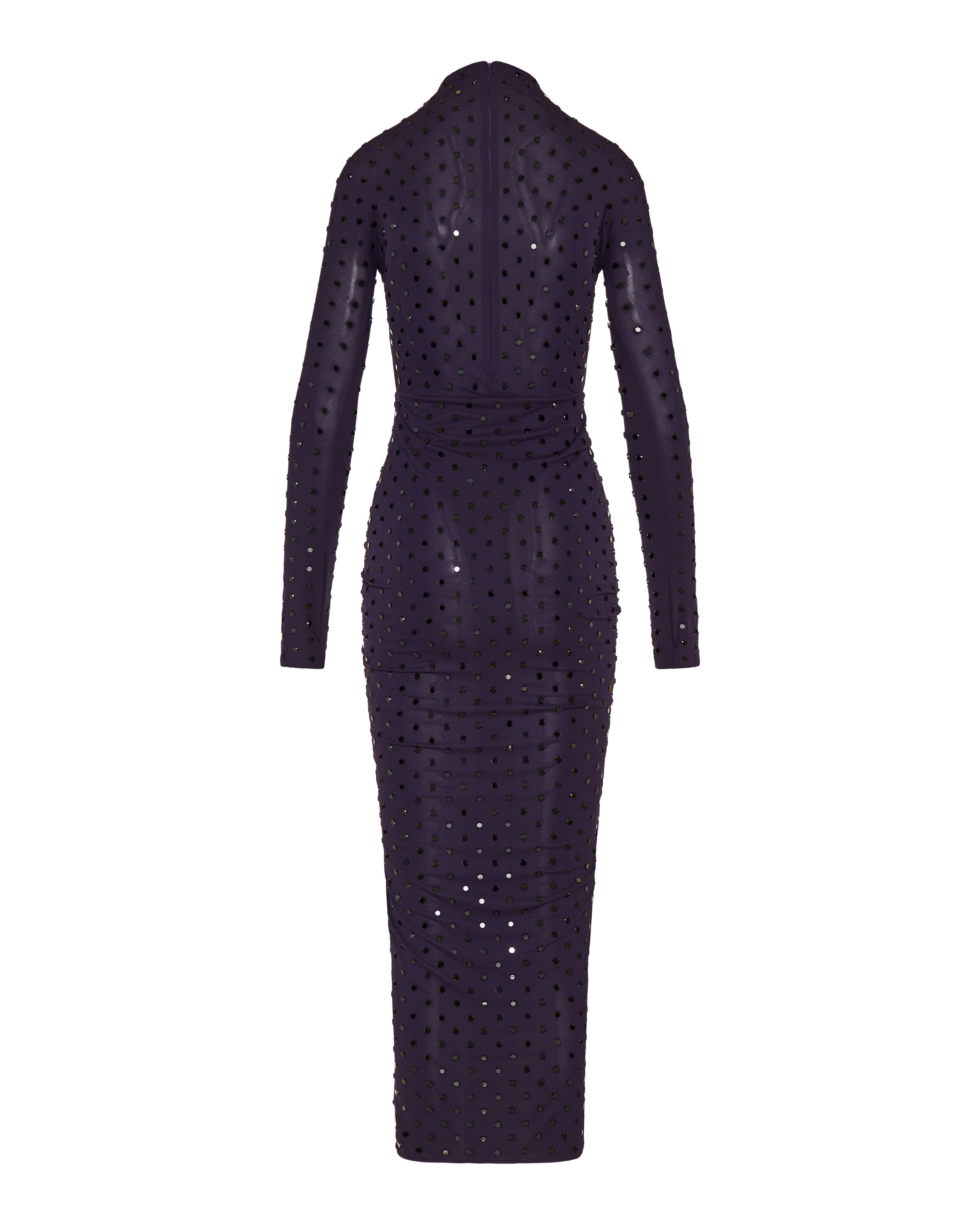 Draped fluid strass jersey dress