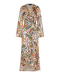 Asymmetric paisley‑print midi dress