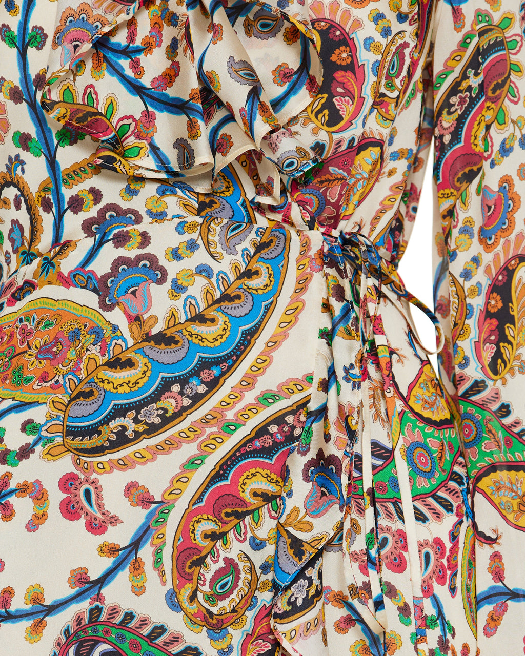 Asymmetric paisley‑print midi dress