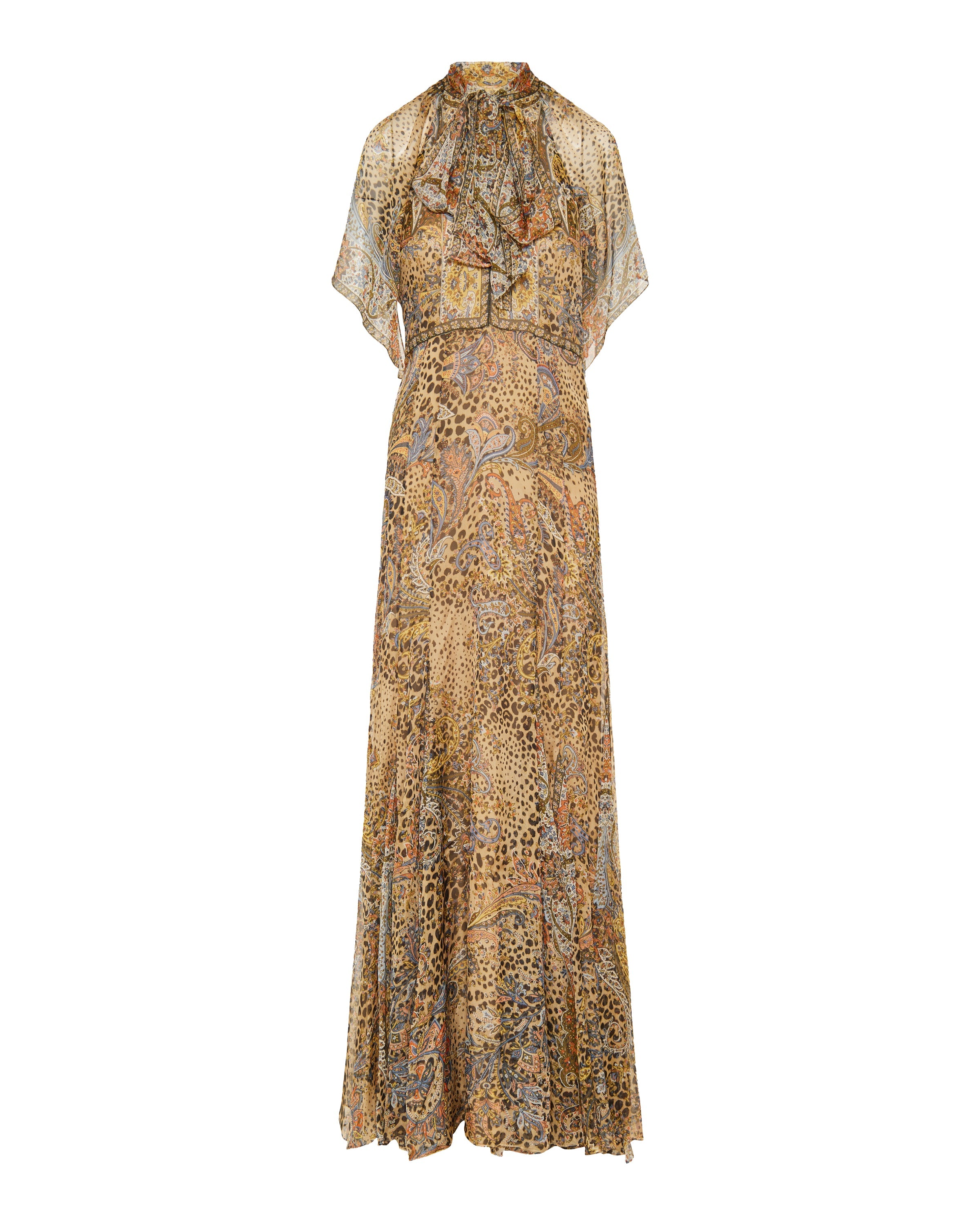 Paisley print silk mini dress