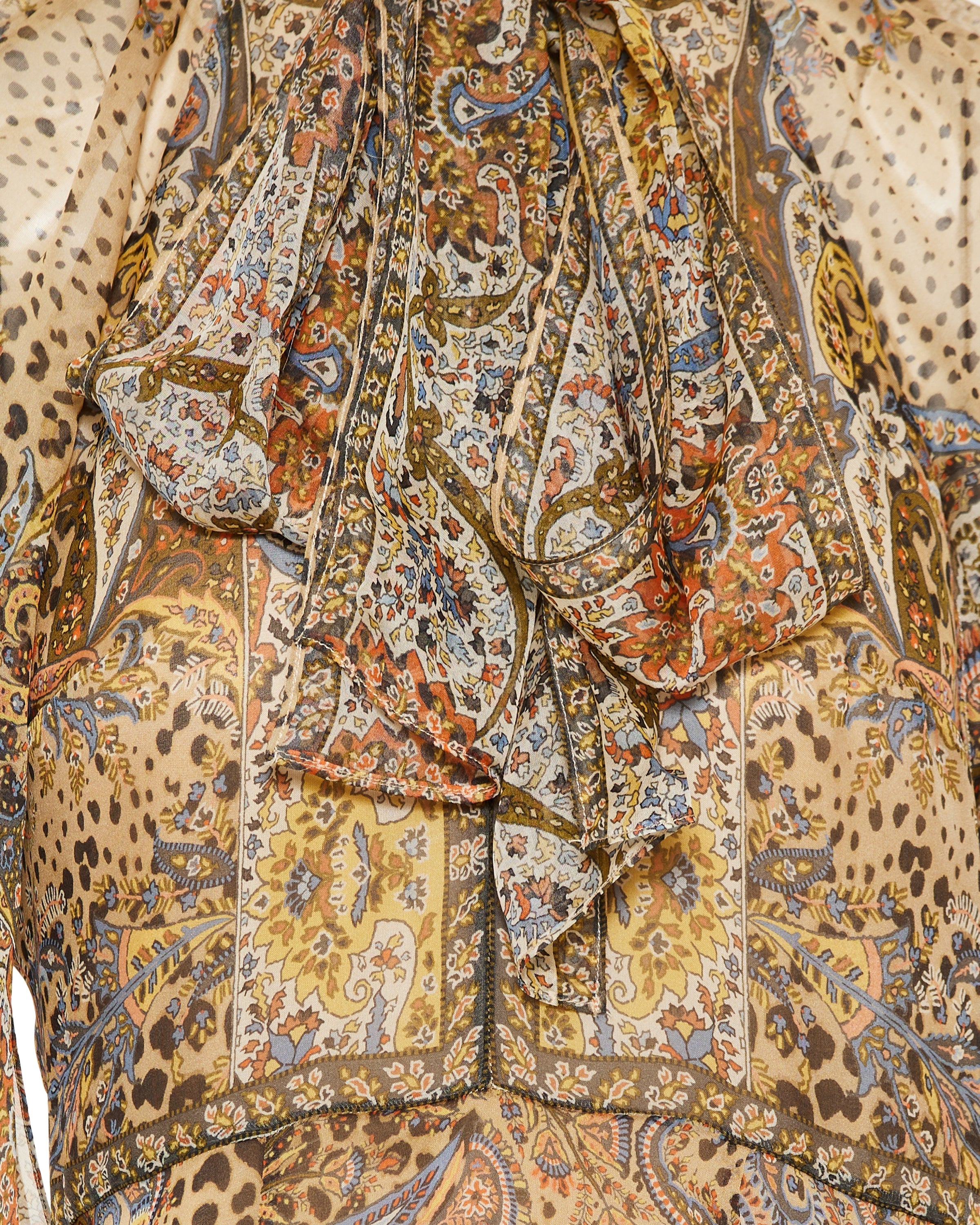Paisley print silk mini dress