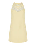 Embroidered crêpe couture short dress