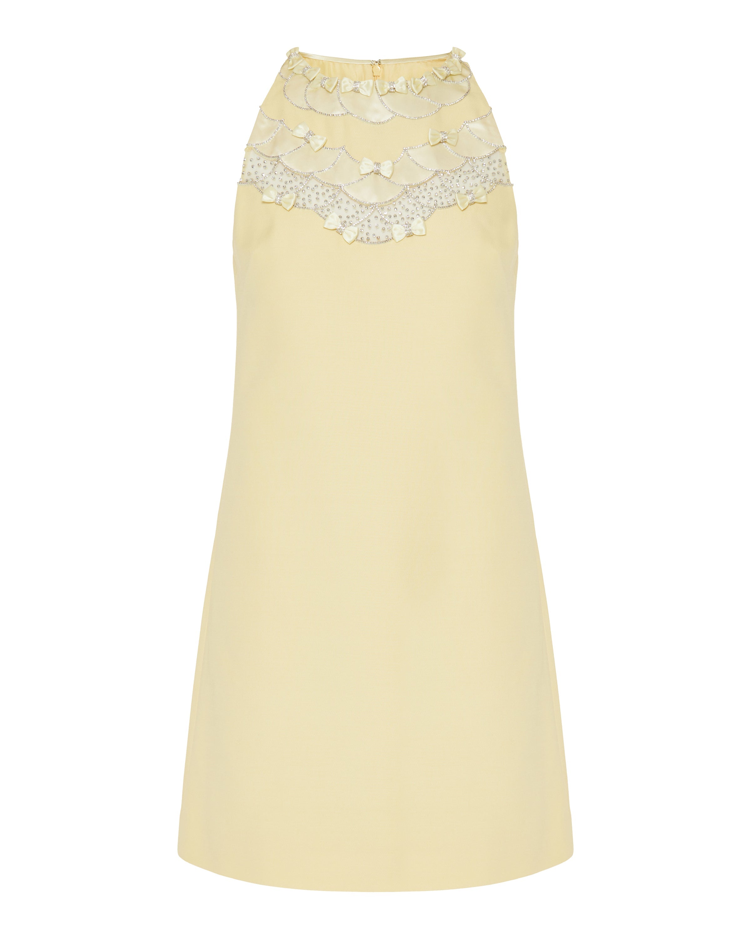 Embroidered crêpe couture short dress