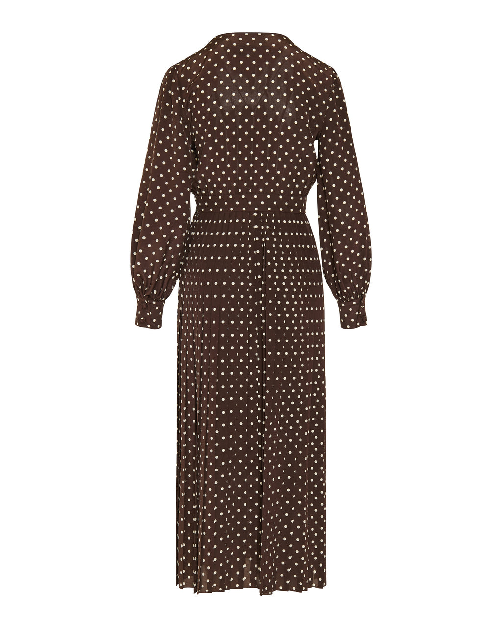 Polka dot silk wrap midi dress
