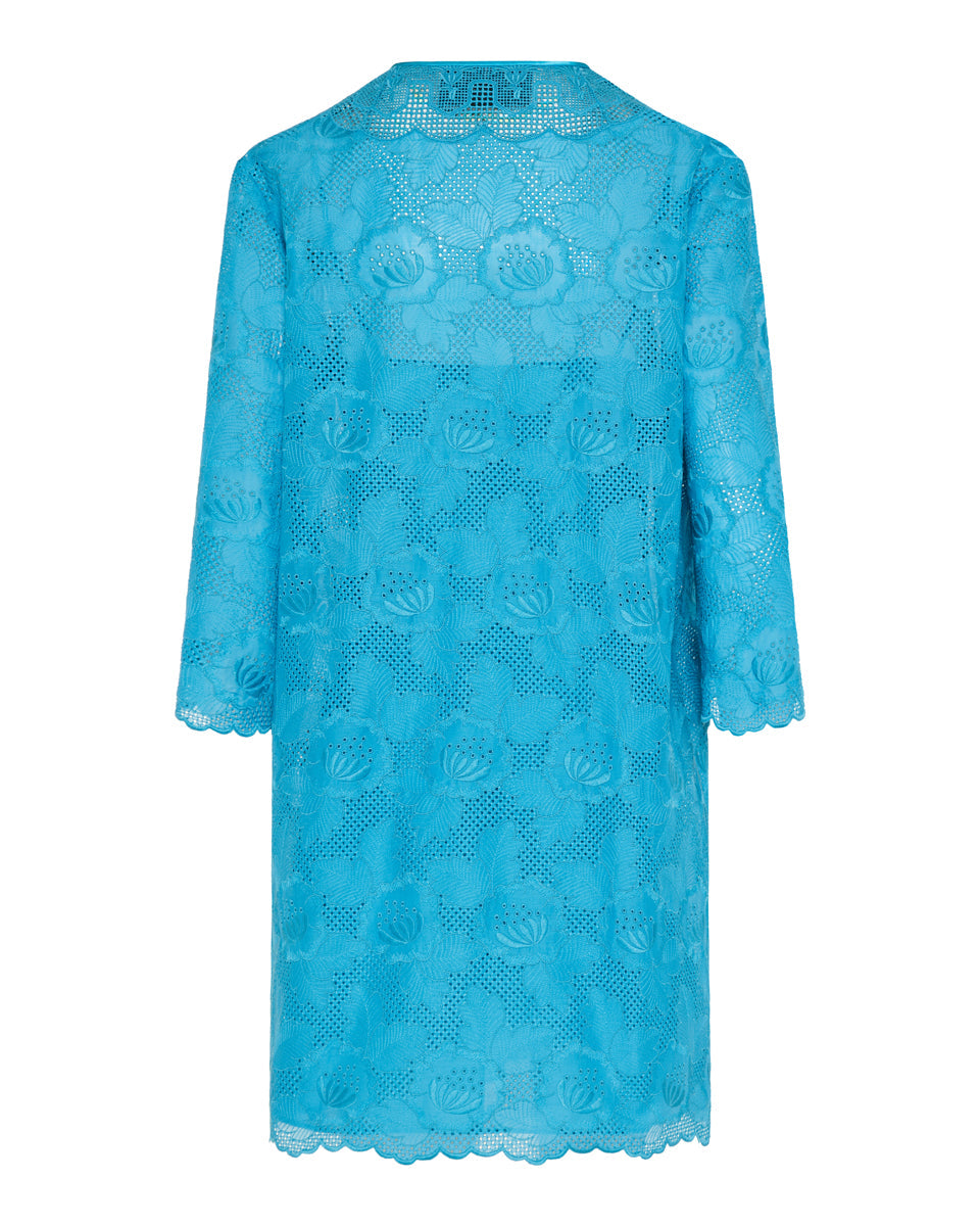 Tie-detailed broderie anglaise cotton mini dress