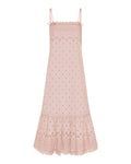 Broderie anglaise cotton midi dress with silk trim