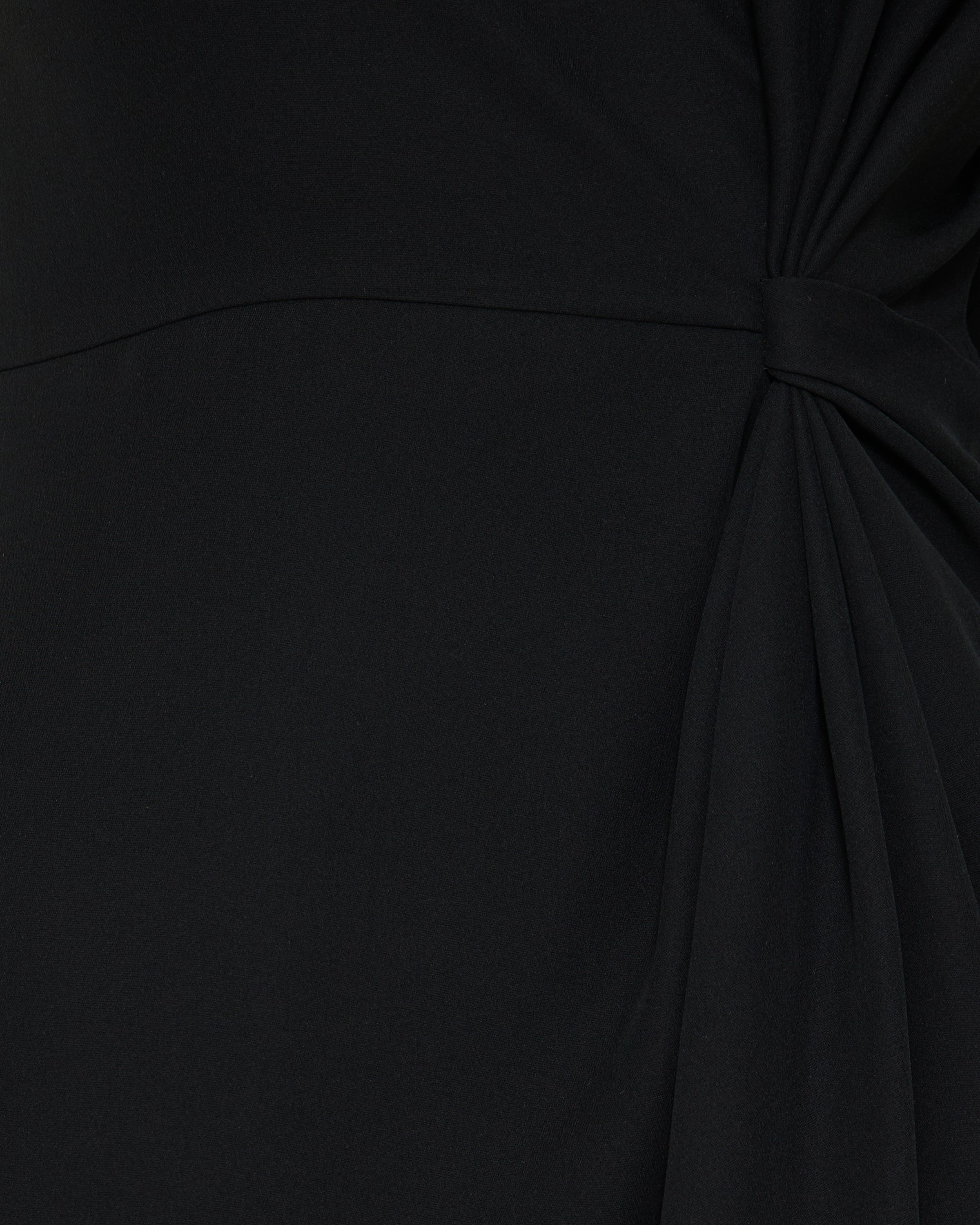 One‑shoulder silk mini dress with feathers