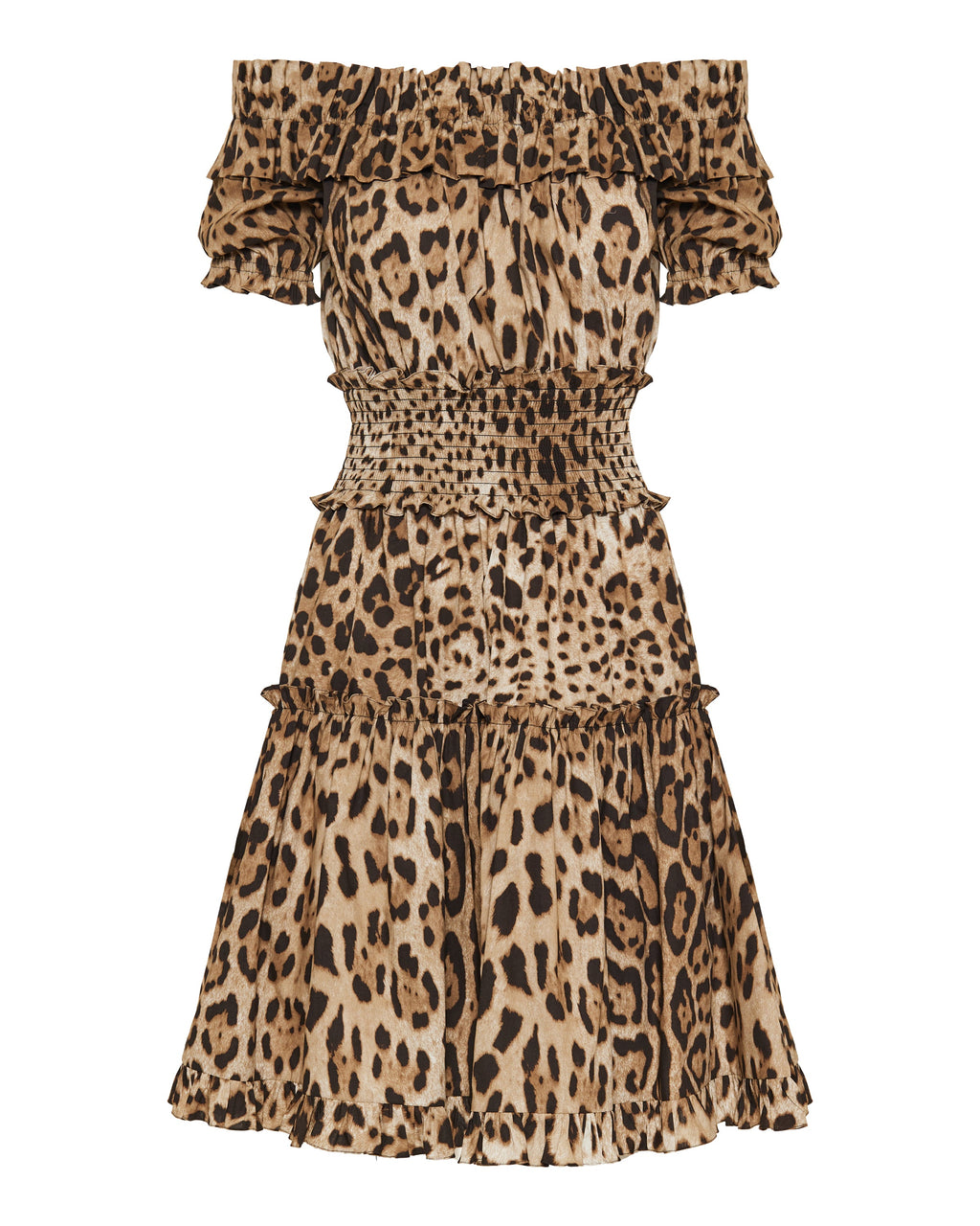 Leopard print poplin short dress