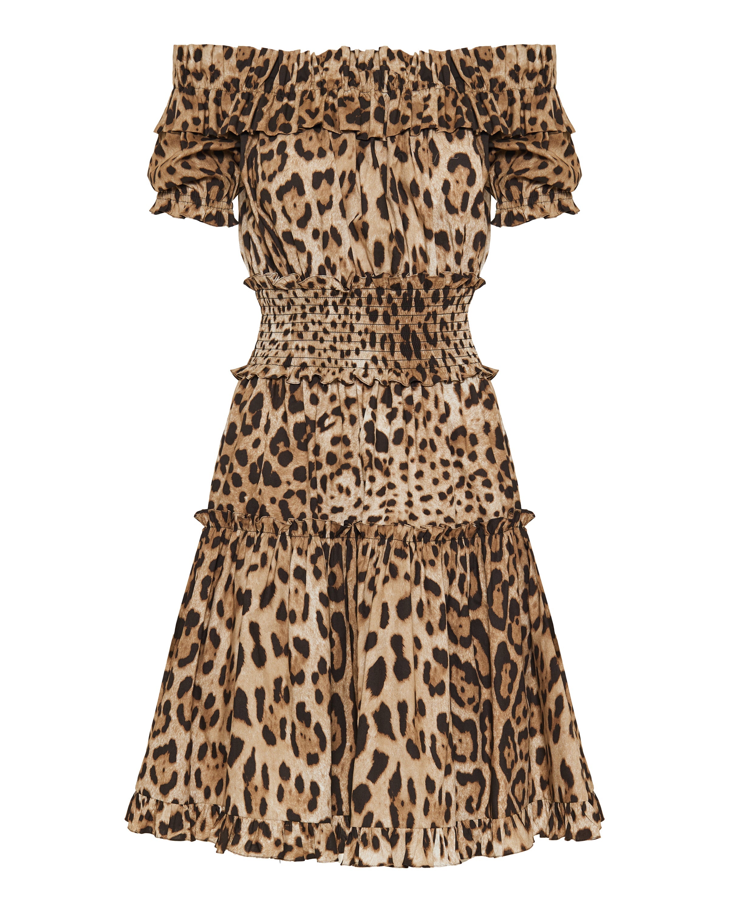 Leopard print poplin short dress