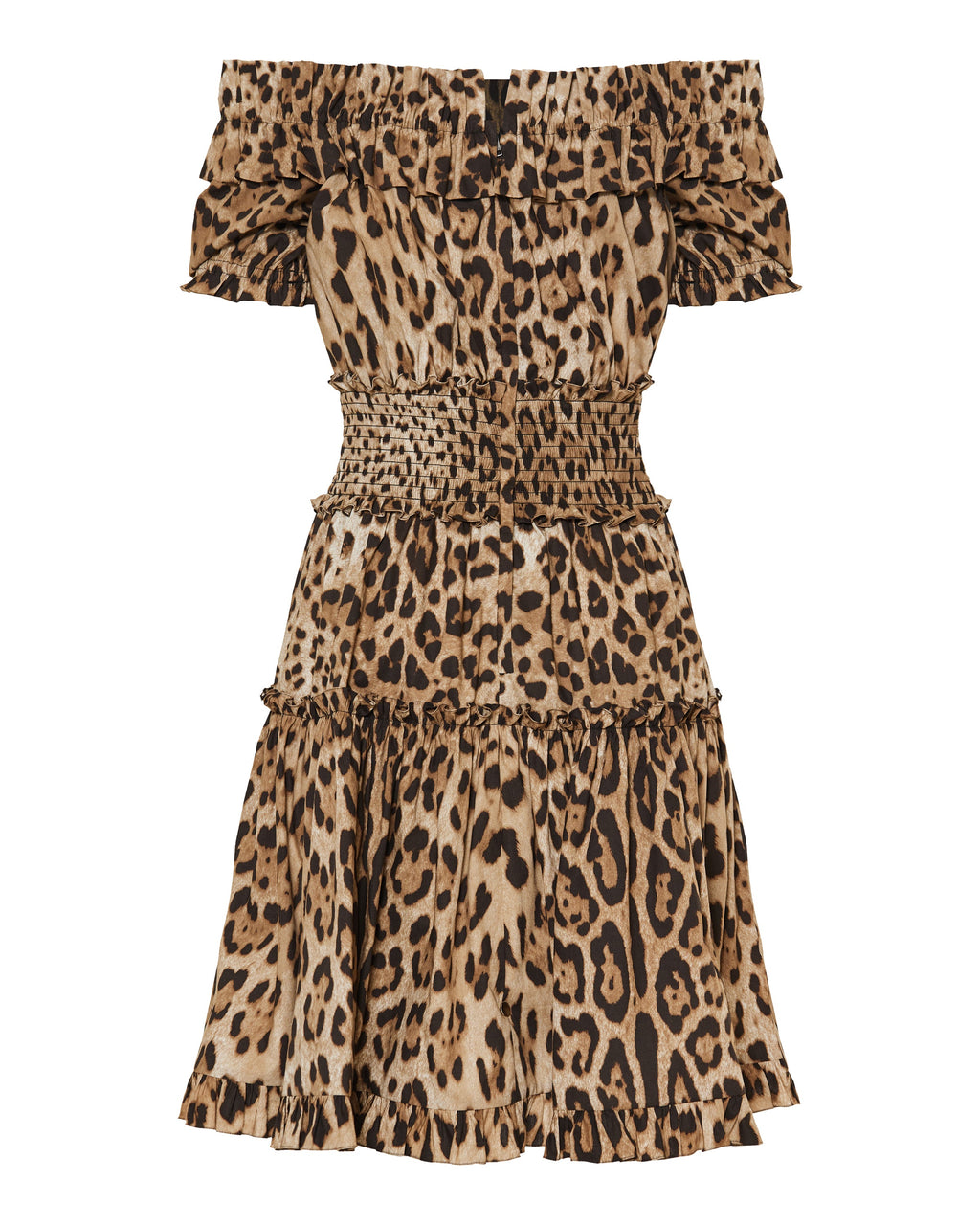 Leopard print poplin short dress